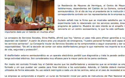 Cabildo Insular de La Gomera cardioprotege sus Centros Sociosanitarios